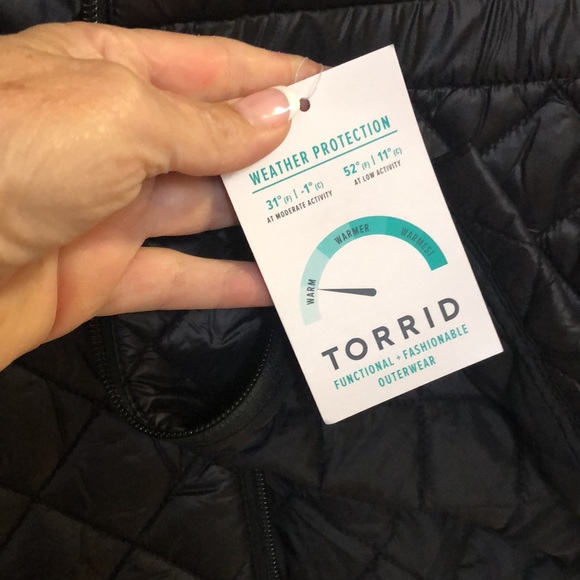 Torrid 1X quilted peplum, puffer jacket, lightweight Black NEW with tags - Picture 10 of 11